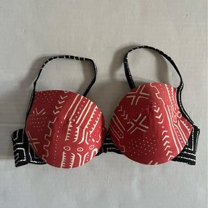 Roxy bikini top red black mudcloth bogolan design size medium